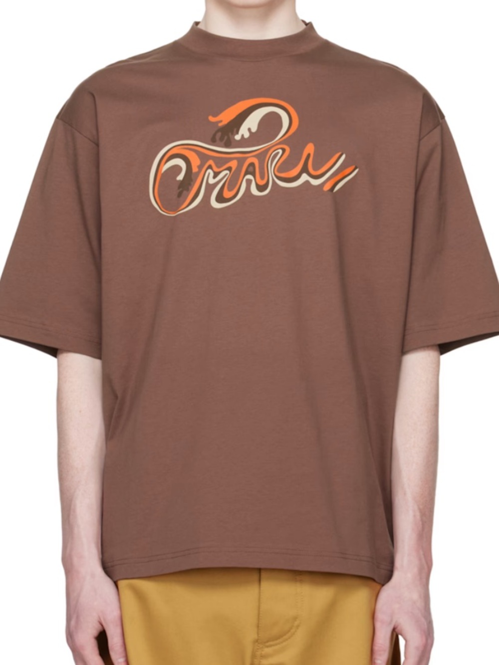 MARNI LOGO WAVES PEINT ON JERSEY TOBACCO - 50